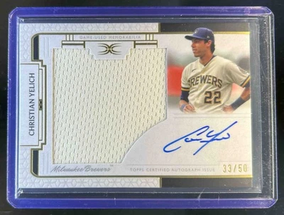 2024 Topps Definitive Collection Christian Yelich Jersey Auto #33/50 Brewers - Image 1 of 2