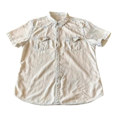 Camisa vaquera Guess manga corta estilo occidental lavado blanqueador calce ajustado mediana Foto 1 de 4