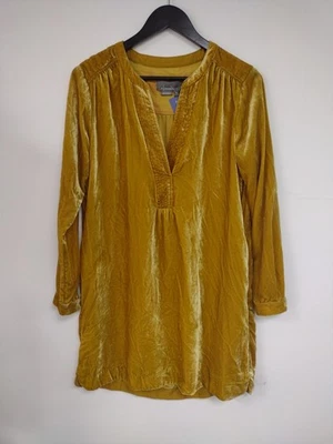 Anthropologie Melody Velvet Tunic Dress Women's SP Golden Boho Chic Feminine - Image 1 of 4
