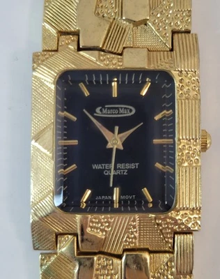 Reloj Pulsera Hombre Marco Max Tono Dorado Estilo Tanque - Pulsera Texturizada Foto 1 de 4