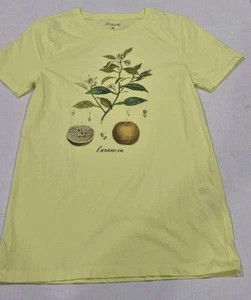 J Crew Women's T-shirt Yellowish Green With L'arancia Graphic Size XS - Picture 1 of 13