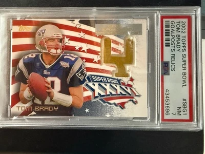 2002 TOPPS TOM BRADY SUPER BOWL XXXVI GAME-WINNING GOAL POST CARD #SBG1 PSA 7 - Image 1 of 2