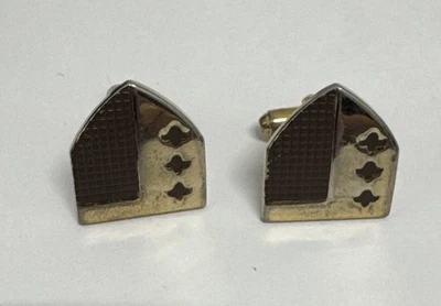 Gemelos firmados vintage ANSON tono dorado y escudo marrón Foto 1 de 3