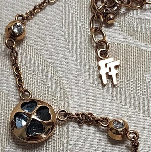 FOLLI FOLLIE GLASS CLOVER STATION NECKLACE GOLD PLATED MADE IN ITALY - Picture 1 of 5