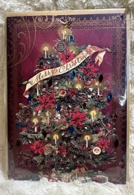 Papyrus Christmas Card 2013 Fancy Gaudy Tree Jewels Old Fashioned Feeling - Image 1 of 4