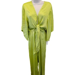 NEU MIT ETIKETT JUNGER FABELHAFTER GEBROCHENER LUFTIGER SATIN-OVERALL MIT ELLENBOGENÄRMELN GRÜN M Hose neu - Bild 1 von 13