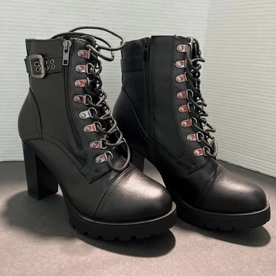 Botas de combate Forever de tacón grueso negras talla 10 Foto 1 de 4