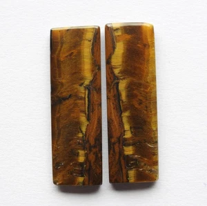 36.50 Cts Natural Tiger Eye (35.7mm x 11.3 mm, each) Cabochon Loose Match Pair - Picture 1 of 3