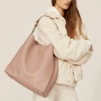 Bolso de Mano ALLSAINTS Capitán N/S Cuero Rosa Desnudo Grande con Bolsa Foto 1 de 4