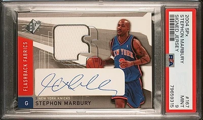Upper Deck 2004 SPx Basketball Stephon Marbury - Patch / Jersey Auto PSA 9 - Image 1 of 2