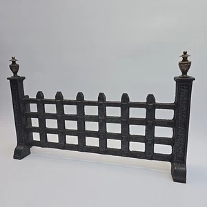Vintage Cast Iron And Brass Fire Front Grille Grate Face Medieval Gate Style - Picture 1 of 18