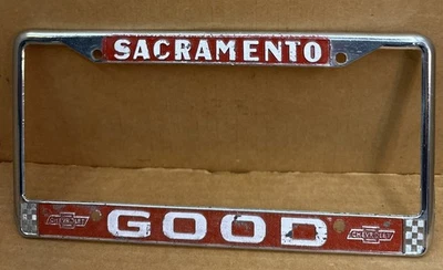 RARE VINTAGE GOOD CHEVROLET ( Sacramento Ca.) License Plate Frame - Image 1 of 4