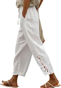 Women Casual Lightweight Drawstring Elastic Waist Pants with Pockets, S-XXL - Picture 1 of 1