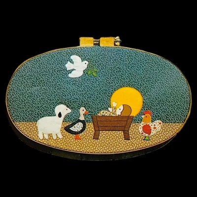 Nativity Applique Quilt Pattern - 12x10 vtg 1980s Baby Jesus Animals Christmas - Image 1 of 3
