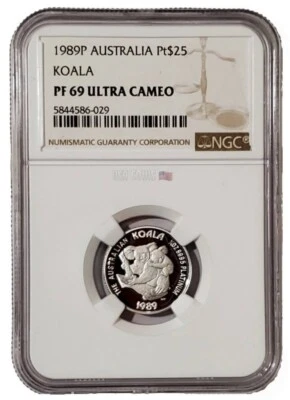 1989-P 1/4 Oz PLATINUM $25 Australian KOALA NGC PF69DCAM Proof Coin. - Image 1 of 4