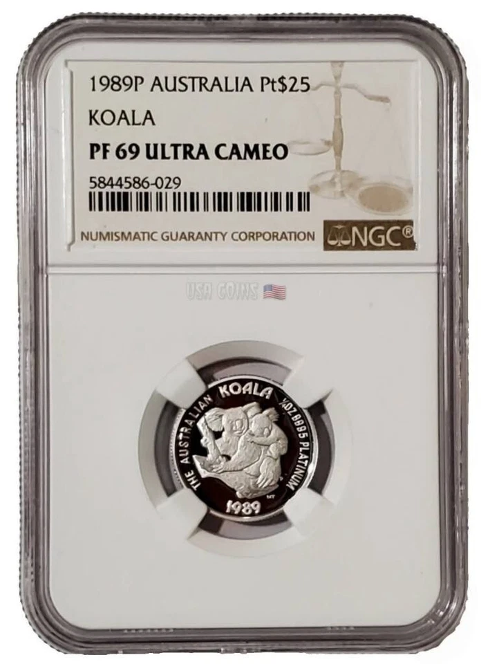 1989-P 1/4 Oz PLATINUM $25 Australian KOALA NGC PF69DCAM Proof Coin. - Image 1 of 4