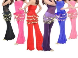 3 Rows Belly Dance Hip Waist Wrap Scarf Skirt Belt Dancing Costume Gold Coins UK - Picture 1 of 20