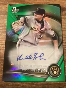 Russell Smith 2022 Bowman Platinum Green Prospect Autograph 77/99 Brewers - Bild 1 von 9