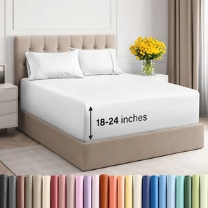 Extra Deep Pocket 4 Piece Sheet Set, Soft & Comfy, All Bed Sizes by CGK Linens - Picture 1 of 44