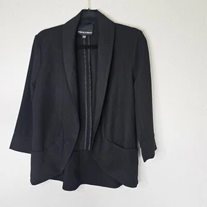 Harlow & Graham Womens Black Blazer Open Front Size M Medium - Picture 1 of 12