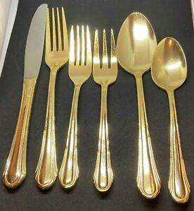 Gold Plated Hampton Stainless Flatware #215 - Individual Pieces