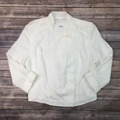 NWT $169 Bebe Large White Asymmetric 3/4 Cuffed Sleeve Moto Jacket Military - Image 1 of 4
