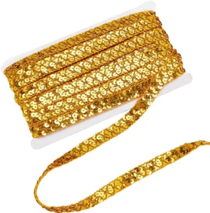 14 Yards Bling Lace Trim, Golden Sequin Trim 15Mm Wide Crafts Sequin Strip Inela - Picture 1 of 5