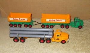 Vintage 1960's Matchbox King Size K-16 Dodge Tractor & K-10 Pipe Truck Lot - Picture 1 of 4