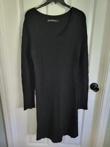 Peruvian Connection Women's Black Scoop Neck Midi LS Sweater Dress Size Large - Picture 1 of 3