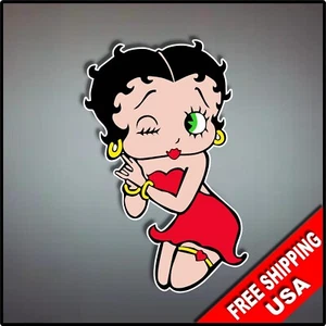 Calcomanía de vinilo Betty Boop Wink de dibujos animados años 80 nostálgico 6"" x 4"" casillero de coche - Imagen 1 de 1