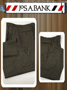 $180 JOS A BANK Executive Collection 35 x 33  Brown WOOL PLAID Dress Pant 396140 - Picture 1 of 7