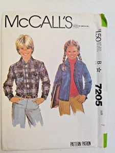 Shirt Western Flannel Denim 7 McCalls 7205 Sewing Pattern UC McCall's Boy Girls - Picture 1 of 10
