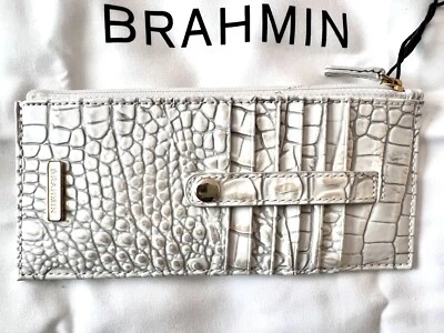 Cartera para tarjetas de crédito Brahmin Pearl Croc de cuero en relieve, nueva con etiquetas rara difícil de encontrar Foto 1 de 4