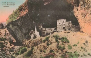 Roosevelt Arizona Klippenwohnungen handkolorierte Albertype Postkarte L5 - Bild 1 von 2