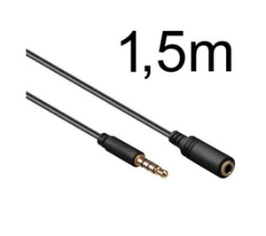 Cable auricular - extensión de clavo 150cm 4 polos 3,5 para Sony Erricson negro - Imagen 1 de 1