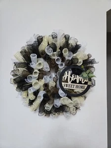 HOME SWEET HOME WELCOME Spring Summer Fall Front Door Wreath Wall Decor - Picture 1 of 9
