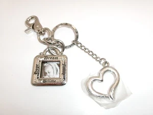Heart Charm  Photo Frame Keychain Hope Dream Believe Family Silver Reflections - Picture 1 of 4