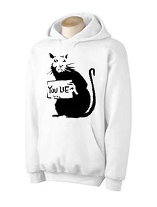 BANKSY YOU LIE RAT HOODY - Urban Graffiti T-Shirt - Choice Of Colours, S to 3XL - Picture 1 of 7