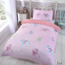 Rapport Ellie Elephants Reversible Single Duvet Quilt Cover Bedding Set Pink