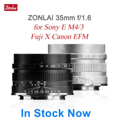 Zonlai 35mm F1.6 MF Large Aperture Lens for Canon Sony E Fujifilm M4/3 Camera  - Image 1 of 4