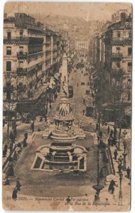 LYON(69) Monument Carnot Perspective Rue de la République CPA animée sépia ~1910 - Picture 1 of 2