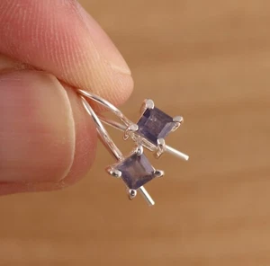 Natural Iolite Solid 925 Sterling Silver Stylish Earrings Gift Boxed - Picture 1 of 5