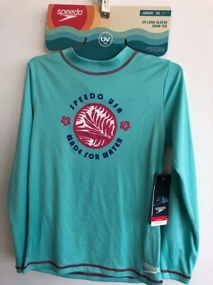  NEW SPEEDO UV 50+ LONG SLEEVE SWIM TEE JUNIOR XS SIZE 6 - Image 1 of 3