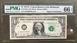 1977A $1 F R N - RICHMOND RADAR PMG 66 EPQ - E 3 2 2 6 6 2 2 3 E - Picture 1 of 3