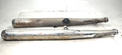 1975 75 Yamaha RD250 RD350 Left & Right Exhaust Muffler Pipes Pair - Image 1 of 4