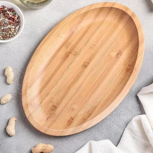 Set Of 3 Bamboo Oval Platter 17" inch X 12.5" inch | For Appetizers / Barbecue - Picture 1 of 2