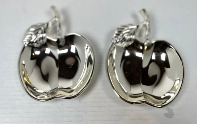 Juego de 2 platos de baratija de frutas Seba enchapados en plata vintage decoración de manzana Foto 1 de 4