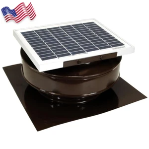 Powder Coated 5 Watt Solar Powered Roof Mounted Exhaust Attic Fan 365 CFM Brown - Picture 1 of 7
