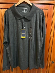 NWT Architect Long Sleeve Luxury Textured Polo Mens 3XL - Charcoal Twist Grindle - Picture 1 of 10