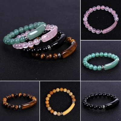 Natürliche Tigerauge Stein Perlen Armband Männer Elastizität Armreif Schmuck - Bild 1 von 4